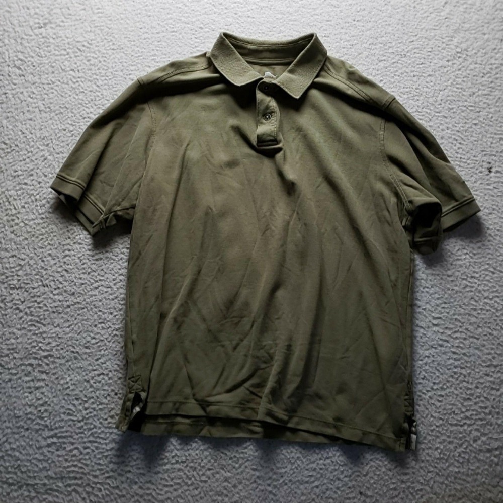 Tommy Bahama Polo Shirt Mens L Green Solid Short Sleeve Cotton Pique Knit Top